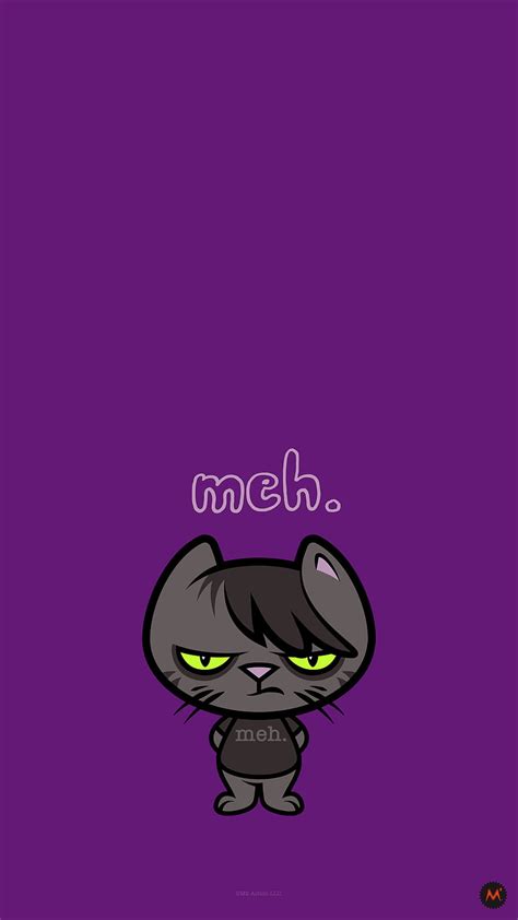 Emo Cat "Meh" Purple, Animal, Animation, Art, Cartoon, Character, Character Design, HD phone ...