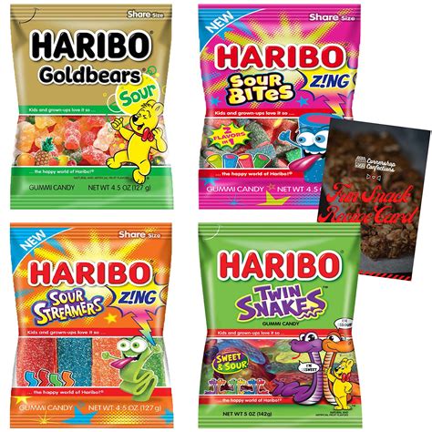 Haribo SOUR Gummies Variety Pack - Includes 4 Top Gummy Candies ...