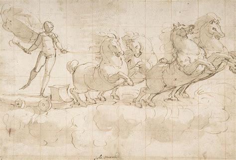 Apollo Driving The Chariot Of The Rising Sun Drawing by Luca Cambiaso ...