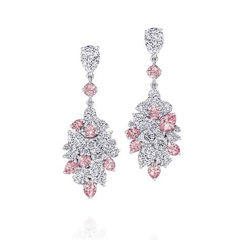 Carina Argyle Pink and White Diamond Drop Earrings - Fine Jewellery and ...