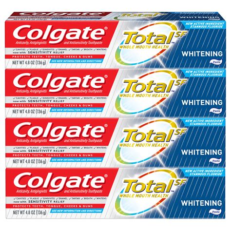 Colgate Total Whitening Toothpaste with Fluoride, Multi Benefit Toothpaste with Sensitivity ...