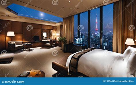 Luxury hotel room in tokyo stock illustration. Illustration of ceiling - 297965196