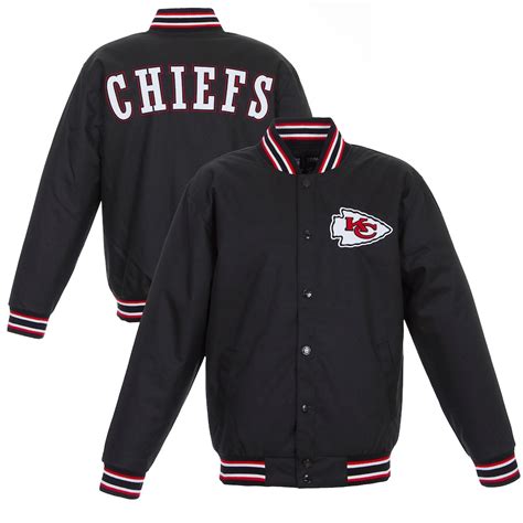 Men's JH Design Black Kansas City Chiefs Poly Twill Varsity Jacket