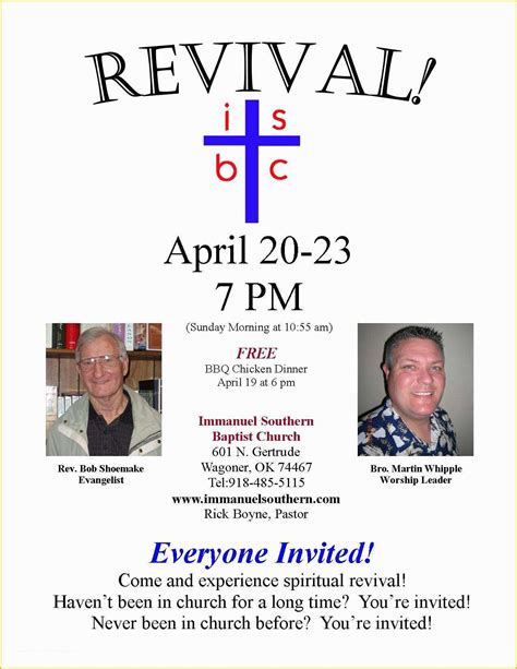 Free Church Revival Flyer Template Of 2008 April Immanuel southern Baptist Church ...