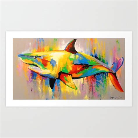 Shark Art Print by OLHADARCHUK ART | Shark shower curtain, Shark art ...