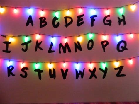 Stranger Alphabet Wall LED Christmas Lights Letters Vinyl Removable Decals Life Size Halloween ...