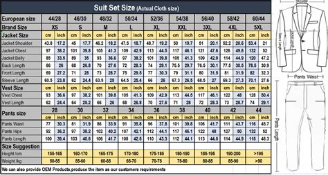 Old Size Chart – mens event wear