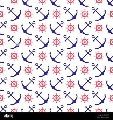 Seamless nautical background with anchors and ship wheels Stock Photo - Alamy