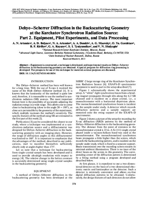 (PDF) Debye–Scherrer Diffraction in the Backscattering Geometry P2 ...