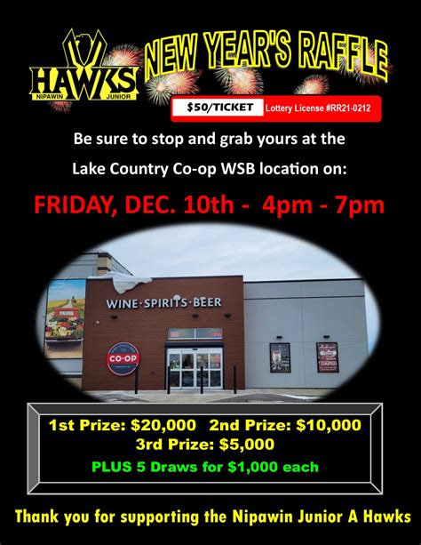 New Years Raffle Tickets TONIGHT at Lake Country Co-op WSB | Nipawin Hawks