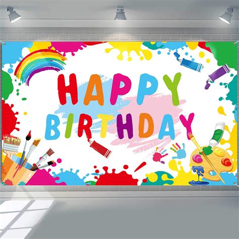 Buy Art Paint Birthday Party Decorations Supplies Artist Happy Birthday ...