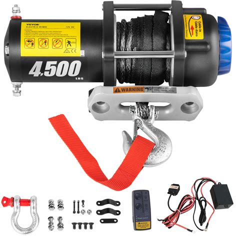 VEVOR Electric Winch 4700 lbs, 42.6'/13m Synthetic Rope Waterproof ATV ...