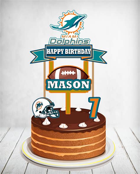 Miami Dolphins Cake Topper Miami Dolphins Birthday Miami | Etsy