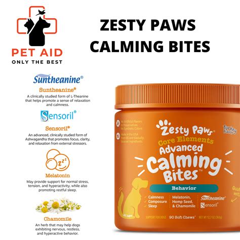 Zesty Paws Advanced Calming Bites Soft Chews- Stress Relief Support for Dog Anxiety (Repack ...