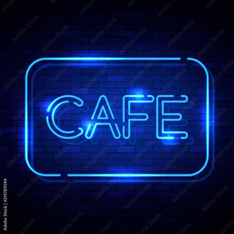 Cafe neon sign on the brick wall. Vector Illustration Stock Vector ...