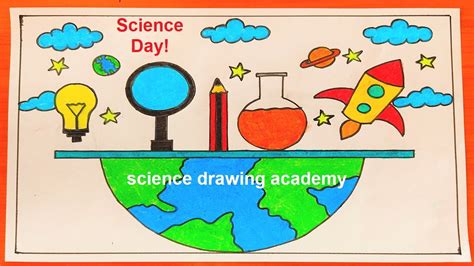 national science day drawing poster easy and simple 2024 | science drawing academy | art - YouTube