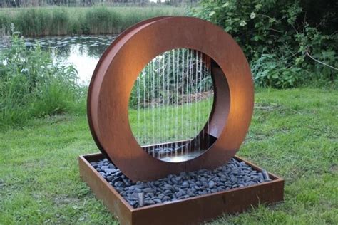 Custom Corten Steel Square Sculpture Water Fountains For Garden - Buy ...