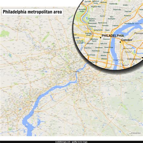 ScalableMaps: Vector map of Philadelphia (gmap regional map theme) | Map vector, Map, Vector
