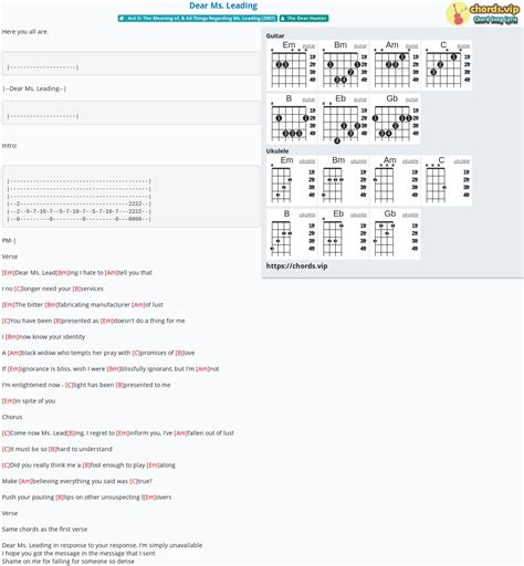 Chord: Dear Ms. Leading - tab, song lyric, sheet, guitar, ukulele ...