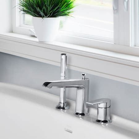 Kohler K-97070-4-BN Vibrant Brushed Nickel Hint Deck Mounted Roman Tub Filler with Built-In ...