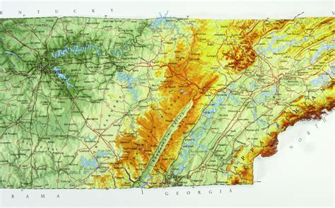 Tennessee Raised Relief 3D map – RaisedRelief.com