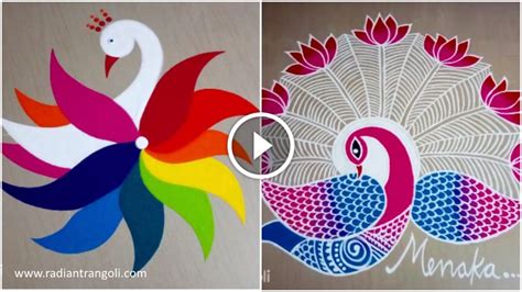 Easy Peacock Rangoli Design for Diwali - Radiant Rangoli