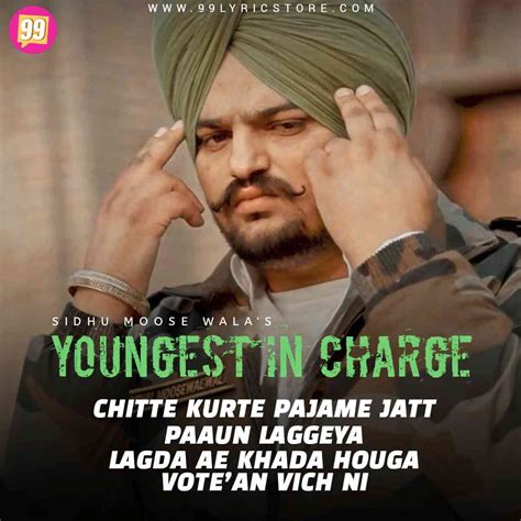 CHITTE KURTE PAJAME JATT PAAUN LAGGEYA LYRICS - Sidhu Moose Wala - Youngest In Charge – 99lyricstore