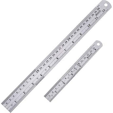 Stainless Steel Ruler and Metal Rule Kit with Conversion Table (Silver, 12 Inch, 6 Inch ...