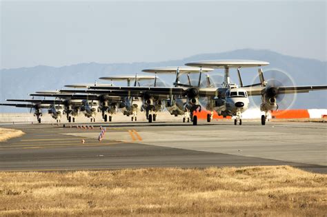 Five Navy E-2D Advanced Hawkeyes at Marine Corps Air Station Iwakuni Japan Feb. 2 2017 [30292019 ...