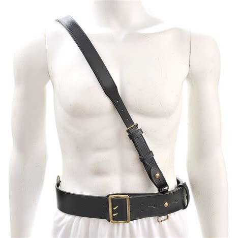 Sam Browne Belt with Shoulder Strap Black Leather WW1 will fit 42"- 45" - Walmart.com