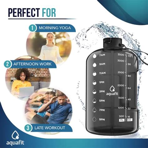 AQUAFIT 1 Gallon Water Bottle With Time Marker Large Water Bottle Gallon Water Bottle ...