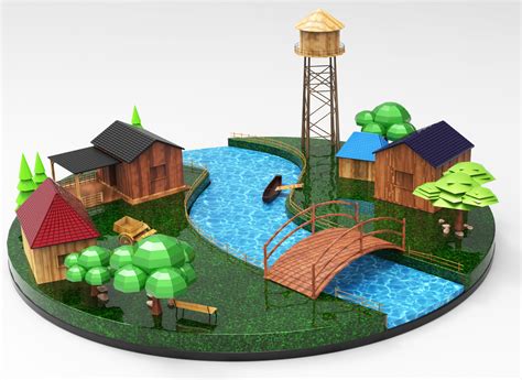 3D Village Model by Rajeev Sahay on Dribbble