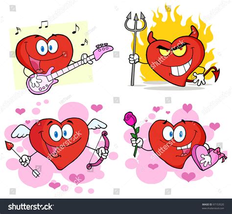 Heart Cartoon Characters Vector Collectionjpeg Version Stock Vector 97153520 - Shutterstock