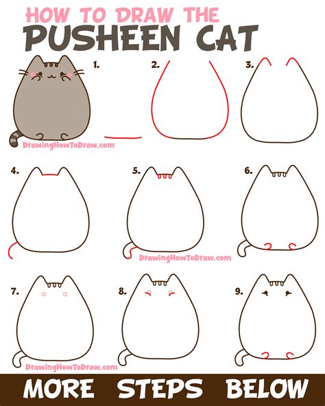 How to Draw The Pusheen Cat Easy Step by Step Drawing Tutorial for Kids ...