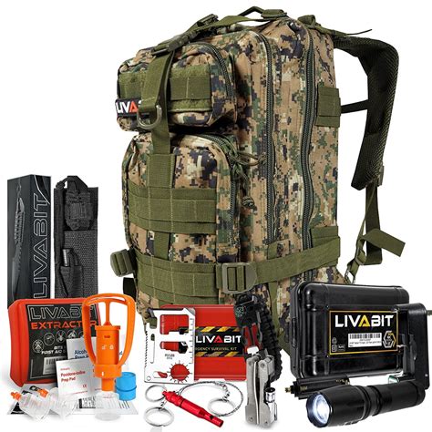 LIVABIT SOS Bug Out 3 Day Backpack Emergency Survival Camping Hunting Hiking Gear Essentials Tan ...