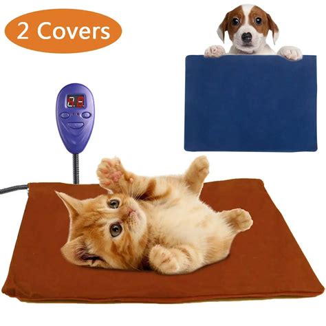 2 Fleece Covers Electric Heated Mat Pet Heating Pad Cat Dog Blanket ...