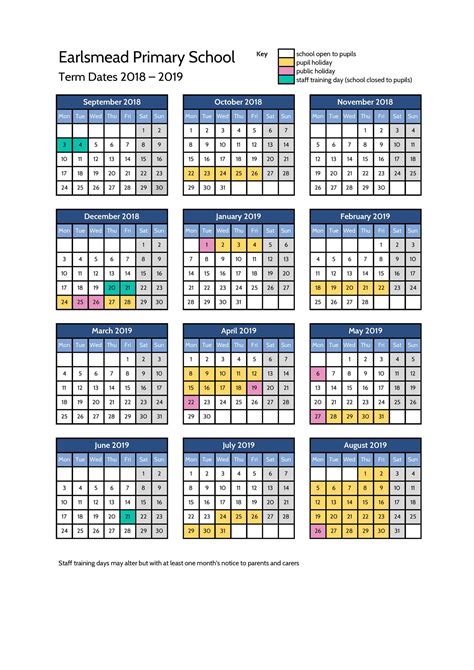 Term Dates 2018/19 — Earlsmead Primary School