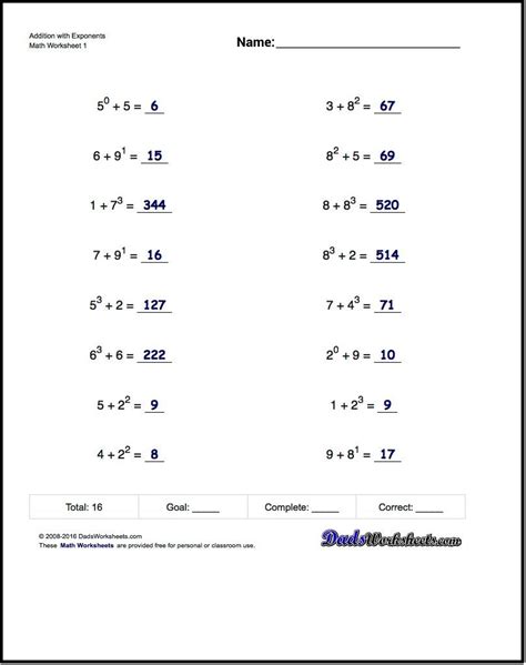 Exponents Worksheets | Free Printable Exponent Worksheets - Printable Worksheets