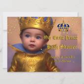 Royal Blue Gold Crown Prince Baby Shower Invitation | Zazzle