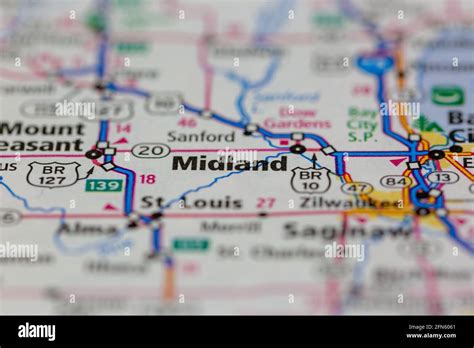 Midland Michigan USA shown on a Geography map or road map Stock Photo - Alamy