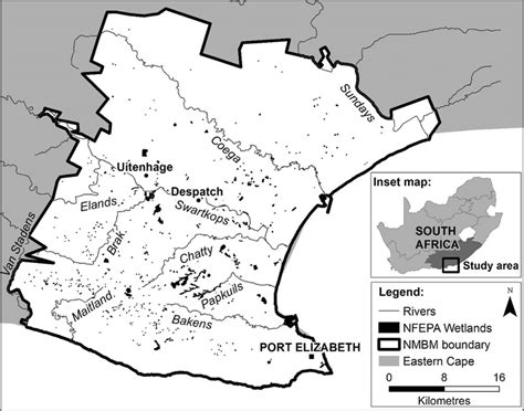 Map of the NMBM study area showing the major city of Port Elizabeth and ...