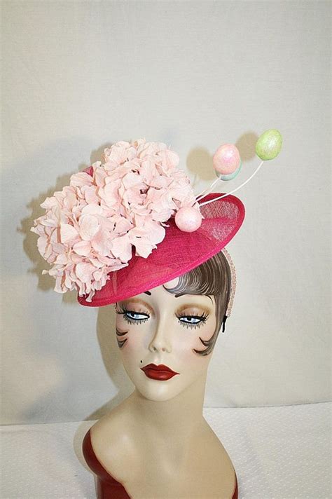 Easter Hat Easter Egg Hat Pink Hydrangea Fascinator Easter Hydrangea ...