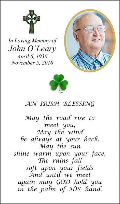 Irish Blessing Prayer Card Funeral - Blogs