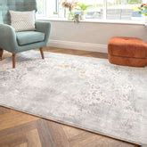 Modern Soft Grey Gold Distressed Abstract Living Room Rug - Moonshine | Living Room Rugs ...