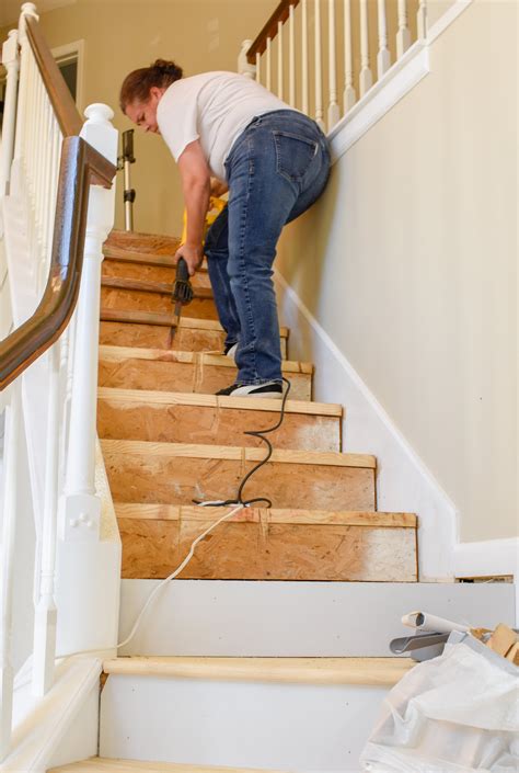 DIY Hardwood Staircase Makeover: Replacing Carpet With Wood Treads On ...