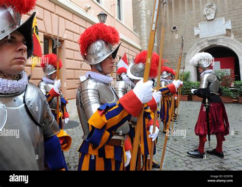 Thirty five newly inducted Swiss Guards swear their allegiance to Pope Francis on the ...