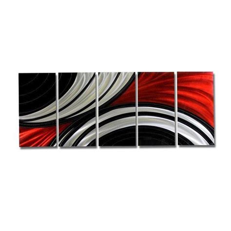 Red Black & Silver Modern Metal Wall Art Abstract Office | Etsy ...