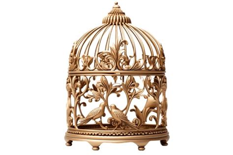 Premium AI Image | Gold Bird Cage on White Background