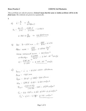 2102ENG Soil Mechanics - Formulas part - Useful formulas and charts Parameter Equation Typical ...