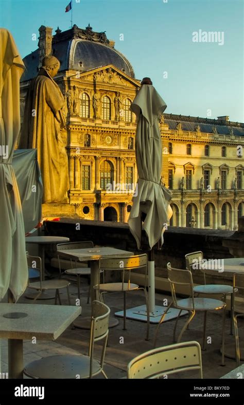 Paris, France- Paris Cafe in Louvre Museum, Terrace Outside Stock Photo ...